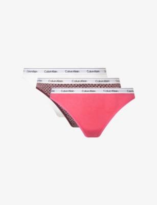 Icon Logo Pack of Three Stretch-Cotton Thongs by CALVIN KLEIN