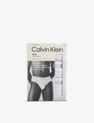 Icon Logo-Waistband Pack Of Three Stretch-Cotton Hip Briefs by CALVIN KLEIN