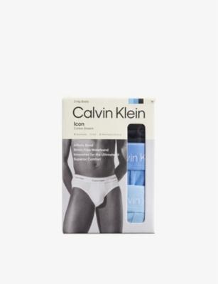 Icon Logo-Waistband Pack Of Three Stretch-Cotton Hip Briefs by CALVIN KLEIN