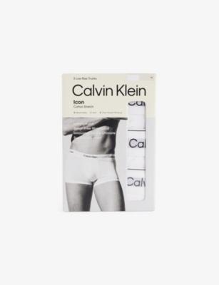 Icon Logo-Waistband Pack Of Three Stretch-Cotton Trunks by CALVIN KLEIN