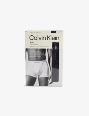Icon Logo-Waistband Pack Of Three Stretch-Cotton Trunks by CALVIN KLEIN