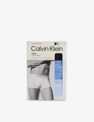 Icon Logo-Waistband Pack Of Three Stretch-Cotton Trunks by CALVIN KLEIN