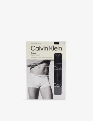 Icon Logo-Waistband Pack Of Three Stretch-Cotton Trunks by CALVIN KLEIN