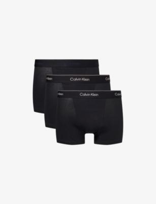 Icon Logo-Waistband Pack-Of-Three Stretch-Cotton Trunks by CALVIN KLEIN