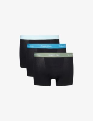Icon Logo-Waistband Pack-Of-Three Stretch-Cotton Trunks by CALVIN KLEIN
