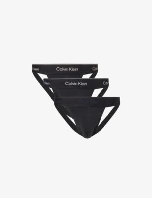 Icon Pack of Three Stretch-Cotton Jock Straps by CALVIN KLEIN