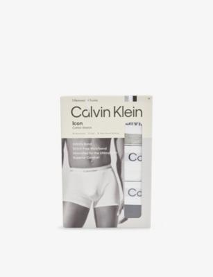Icon logo-waistband pack of three stretch-cotton trunks by CALVIN KLEIN