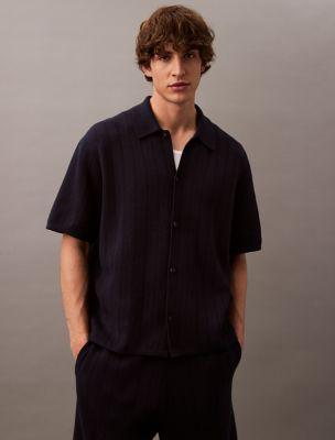 Jacquard Mesh Sweater Polo Shirt by CALVIN KLEIN