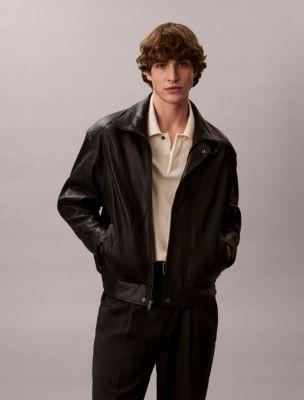 Leather Paneled Bomber Jacket by CALVIN KLEIN