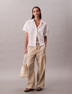 Linen Blend Cargo Pants by CALVIN KLEIN