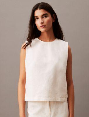 Linen Blend Casual Top by CALVIN KLEIN