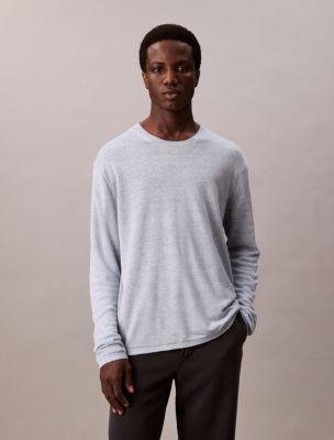 Linen Blend Double Layer Classic Sweater by CALVIN KLEIN