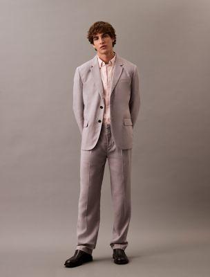 Linen Blend Pleated Trousers by CALVIN KLEIN