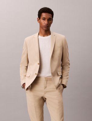 Linen Blend Slim Blazer by CALVIN KLEIN