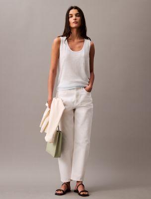 Linen Blend Sweater Tank Top by CALVIN KLEIN
