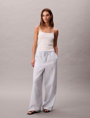 Linen Cotton Drawstring Pants by CALVIN KLEIN
