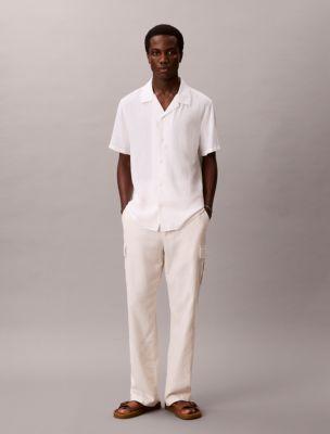 Linen Cotton Relaxed Straight Cargo Pants by CALVIN KLEIN