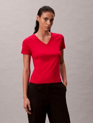 Liquid Cotton Relaxed V-Neck T-Shirt by CALVIN KLEIN