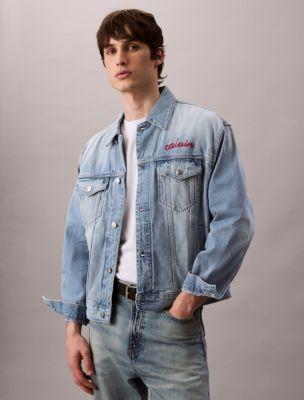 Logo Embroidery 90s Denim Trucker Jacket by CALVIN KLEIN