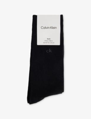 Logo Stretch-Cotton Crew Socks Pack of Three by CALVIN KLEIN