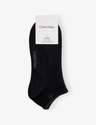 Logo Stretch-Cotton Trainer Socks Pack of Three by CALVIN KLEIN