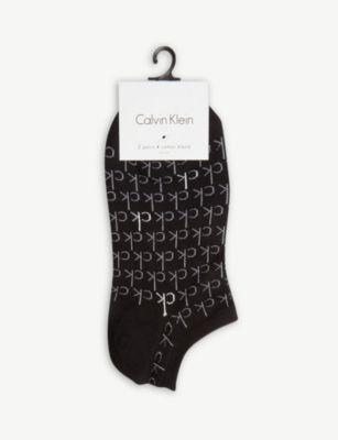 Logo print cotton-blend trainer socks set of two by CALVIN KLEIN