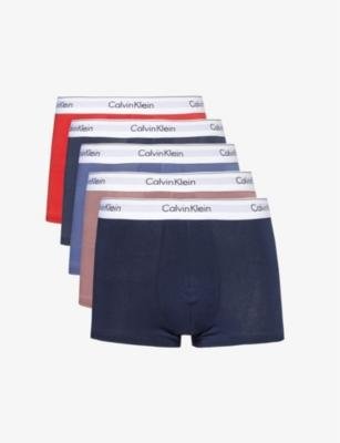 Logo-waistband pack of five stretch-cotton trunks by CALVIN KLEIN