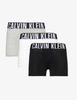 Logo-waistband pack of three recycled cotton-blend trunks by CALVIN KLEIN