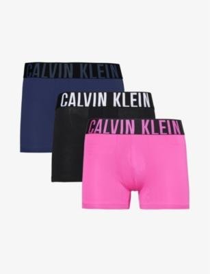 Logo-waistband pack of three stretch-recycled polyester trunks by CALVIN KLEIN