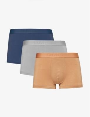 Logo-waistband pack of three stretch-woven trunks by CALVIN KLEIN