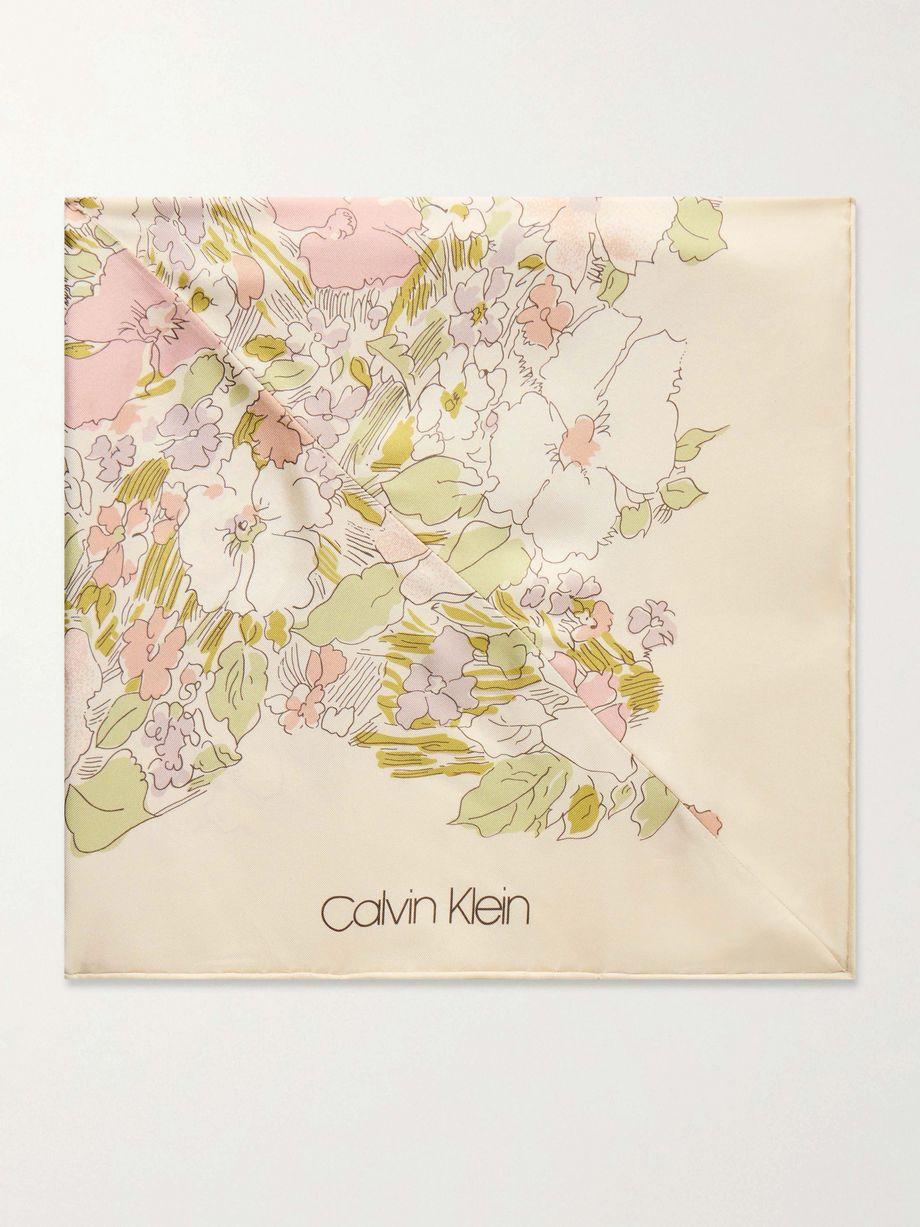 Lorelai floral-print silk-twill scarf by CALVIN KLEIN