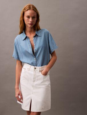 Lyocell Button-Down Short Sleeve Shirt by CALVIN KLEIN