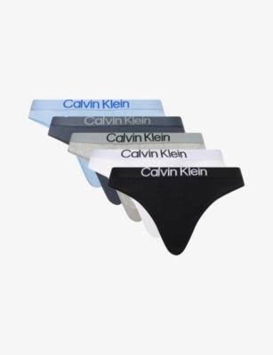 Maximum Cotton Pack of Five Stretch-Cotton Thongs by CALVIN KLEIN