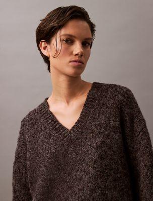 Melange Wool V-Neck Sweater by CALVIN KLEIN