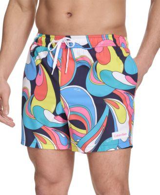 Men's Core Euro Regular-Fit Quick-Dry 5" Swim Trunks with Compression Short Liner by CALVIN KLEIN