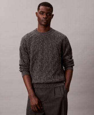 Men's Lambswool Blend Cable-Knit Crewneck Sweater by CALVIN KLEIN
