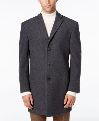 Men's Prosper Wool-Blend Slim Fit Overcoat by CALVIN KLEIN
