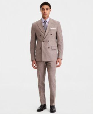 Men's Slim-Fit Double-Breasted Linen-Blend Suit Separates by CALVIN KLEIN