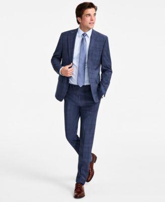 Men's Slim-Fit Wool-Blend Plaid Suit Separates by CALVIN KLEIN
