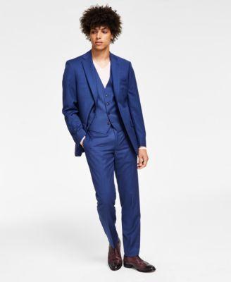 Men's Slim-Fit Wool-Blend Stretch Suit Separates with Vest by CALVIN KLEIN