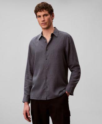 Men's Solid Linen-Blend Shirt by CALVIN KLEIN
