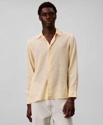 Men's Solid Linen-Blend Shirt by CALVIN KLEIN