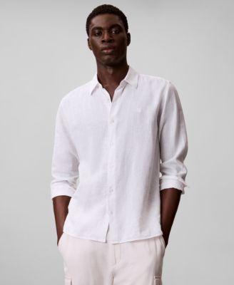Men's Solid Linen-Blend Shirt by CALVIN KLEIN