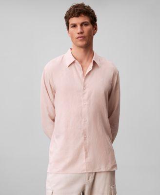 Men's Solid Linen-Blend Shirt by CALVIN KLEIN
