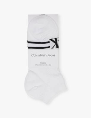 Mesh-panel low-cut pack of two stretch-woven socks by CALVIN KLEIN