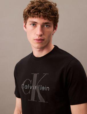 Metallic Monogram Logo Crewneck T-Shirt by CALVIN KLEIN