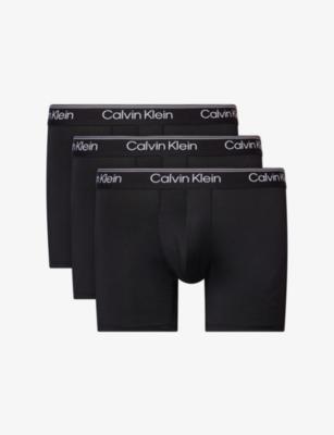Microfiber Branded Pack Of Three Stretch-Woven Boxer Briefs by CALVIN KLEIN