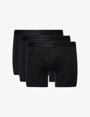 Mid-Rise Branded Pack Of Three Stretch-Woven Boxer Briefs by CALVIN KLEIN