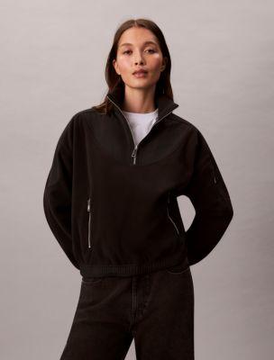 Mixed Media Fleece Quarter Zip Jacket by CALVIN KLEIN