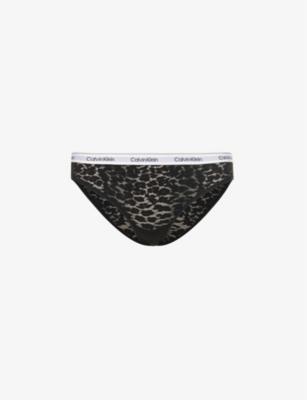 Modern logo-embroidered stretch-lace briefs by CALVIN KLEIN